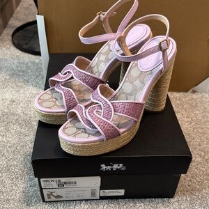 NWOT Coach Light Violet Wedge Sandals